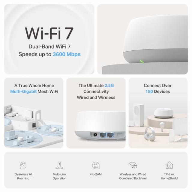 Mesh System TP-Link Deco BE25, Wi-Fi 7, BE3600 (3-Pack) 