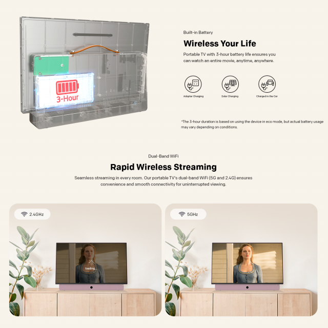 METZ Portable TV  24MPE7300Z 24" LED FHD(1920x1080) GoogleTV, HDR10, pink 