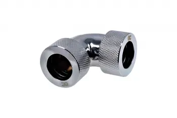 Alphacool HT 16mm HardTube screw-on sleeve 90° L-connector - knurled - Chrome