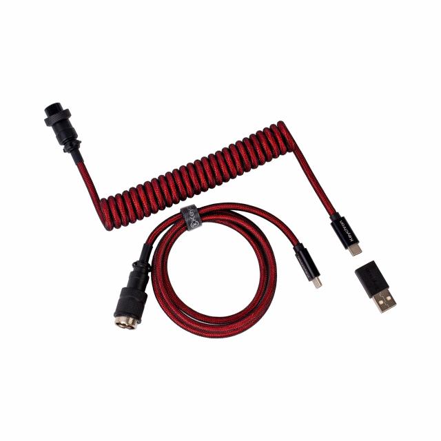 Cable Keychron Premium Coiled Aviator, USB-C - USB-C, Red 