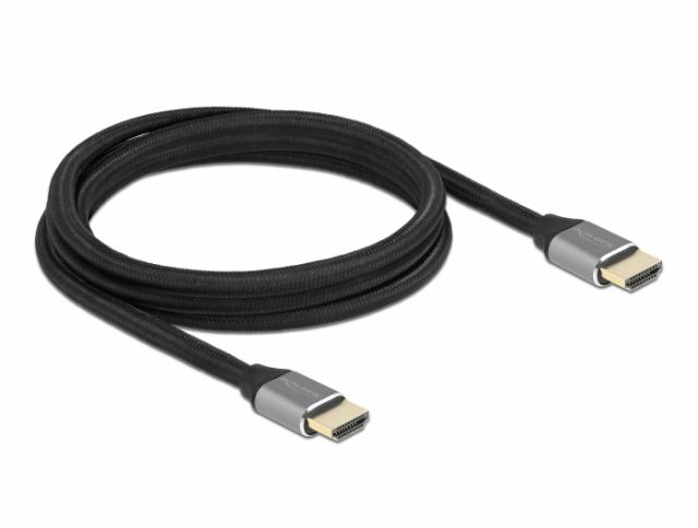 Кабел Delock Ultra High Speed, HDMI мъжко - HDMI мъжко, 48 Gbit/s, 8K 60 Hz, 2 м, Сив 