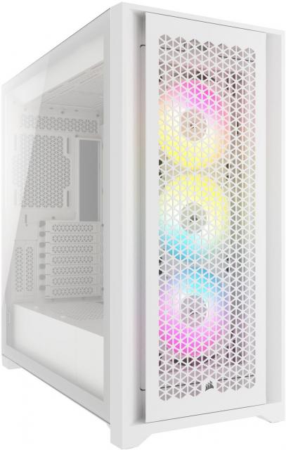 Кутия Corsair iCUE 5000D RGB Airflow Mid Tower, Tempered Glass, Бяла 