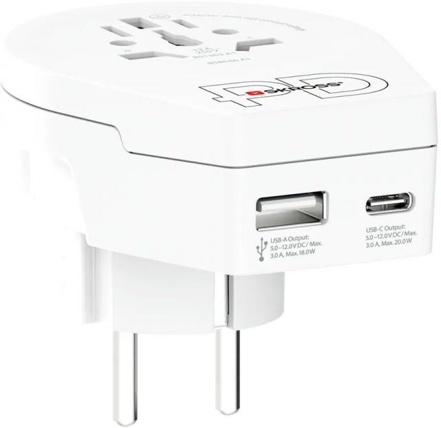 Skross 1500295E Travel adapter World to Europe with USB 