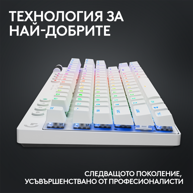 Геймърска механична клавиатура Logitech G Pro X TKL White - Tactile 