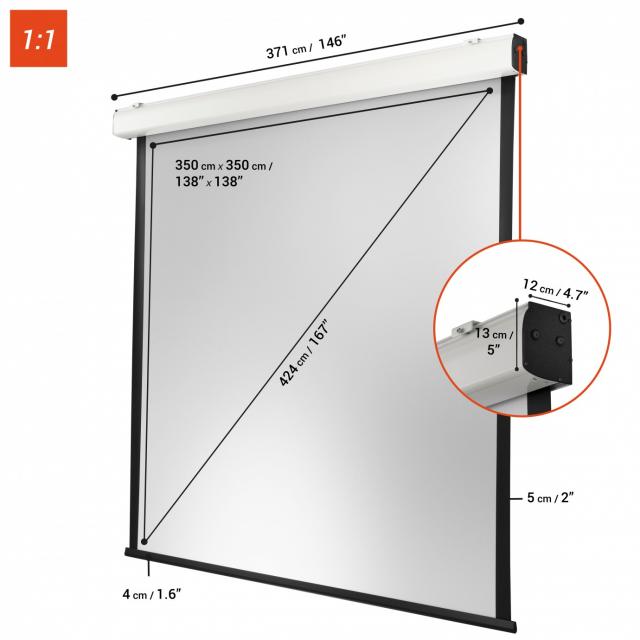 Electric projection screens CELEXON  Electric Expert XL 350 x 350 cm 1:1, matt white PVC 