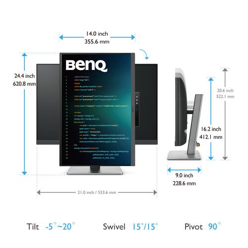 Монитор за програмиране BenQ RD240Q, 24.1", IPS, 2560x1600, 5 ms, 60Hz, HDR10 