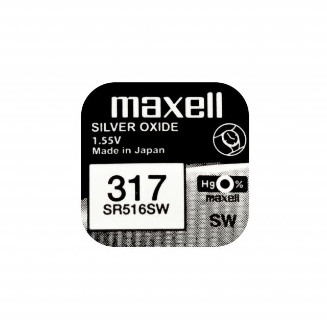 Бутонна батерия сребърна MAXELL SR516 SW /317/  1.55V 