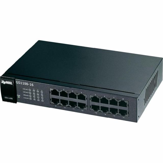 Суич ZYXEL GS1100-16, 16 портов, Gigabit, за монтиране в шкаф 