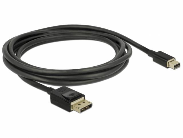 Кабел Delock Mini DisplayPort мъжко - DisplayPort мъжко, 2.0м, 8K 60 Hz, Черен 