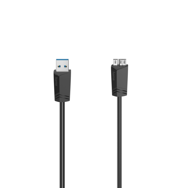 Кабел HAMA, USB 3.0 A мъжко - USB 3.0 Micro-B мъжко, 1.5 м, 5Gbit/s, Черен 