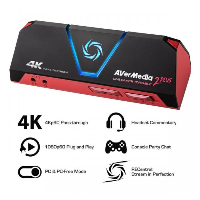 External Capture AVerMedia LIVE Gamer Portable 2 Plus, USB 