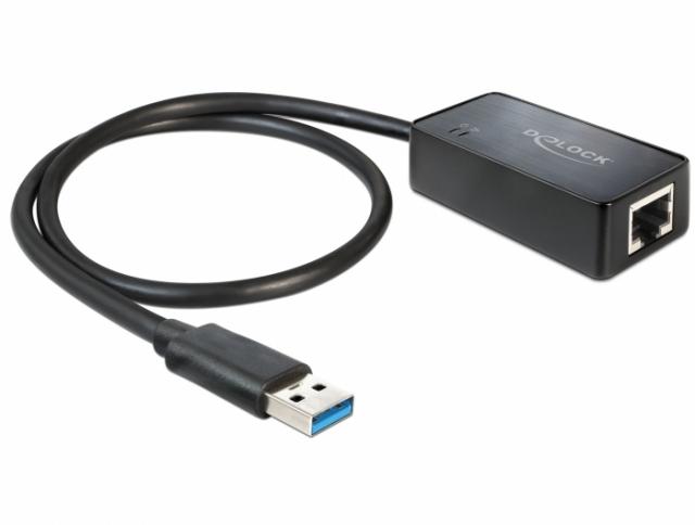 Адаптер DeLock 62121, USB 3.0  към Gigabit LAN 10/100/1000 Mbps 