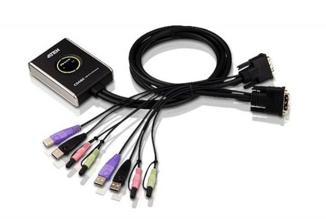 ATEN CS682, 2-Port USB DVI/Audio Cable KVM Switch (2x 1.2m) 