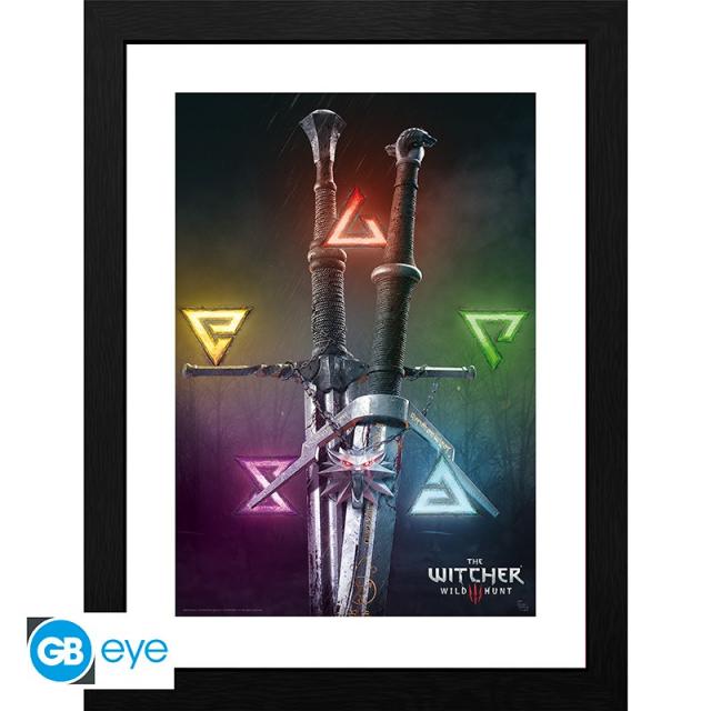 GBEYE THE WITCHER - Framed print "Signs & Swords" (30x40) 