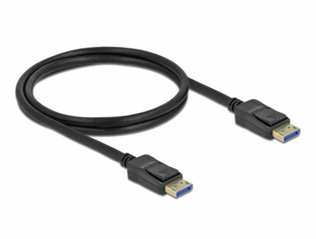 Кабел Delock DisplayPort 2.0 мъжко - DisplayPort мъжко, 1.0м, 10K, 54 Gb/s, Черен 