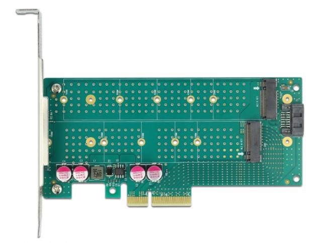 Карта PCI Express x4 Delock към 1x M.2 Key B + 1x  M.2 NVMe M.2 Key M, Low Profile 