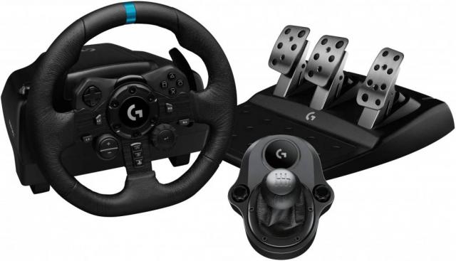 Волан LOGITECH G923 + LOGITECH скоростен лост за PS4/PS5/PC 