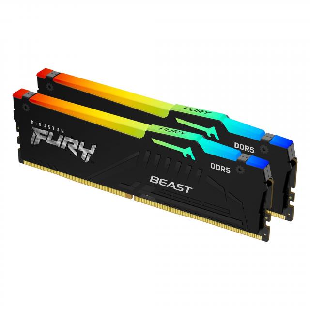 Памет Kingston FURY Beast Black RGB 16GB(2x8GB) DDR5 6000MHz CL30, AMD EXPO -KF560C30BBEAK2-16 