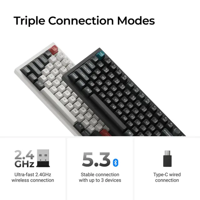 Wireless Mechanical Keyboard Keychron Q6 Ultra 8K Black - Silk POM Switch Banana 