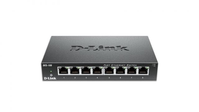 Суич D-Link DES-108/E, 8 портов 10/100 , метален корпус 