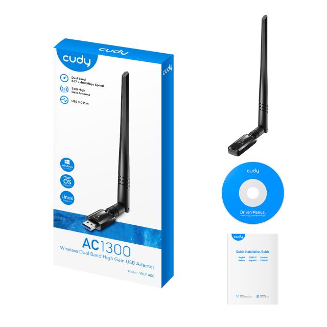 Wireless Nano Adapter Cudy WU650S, USB 3.0, 2.4/5 Ghz 