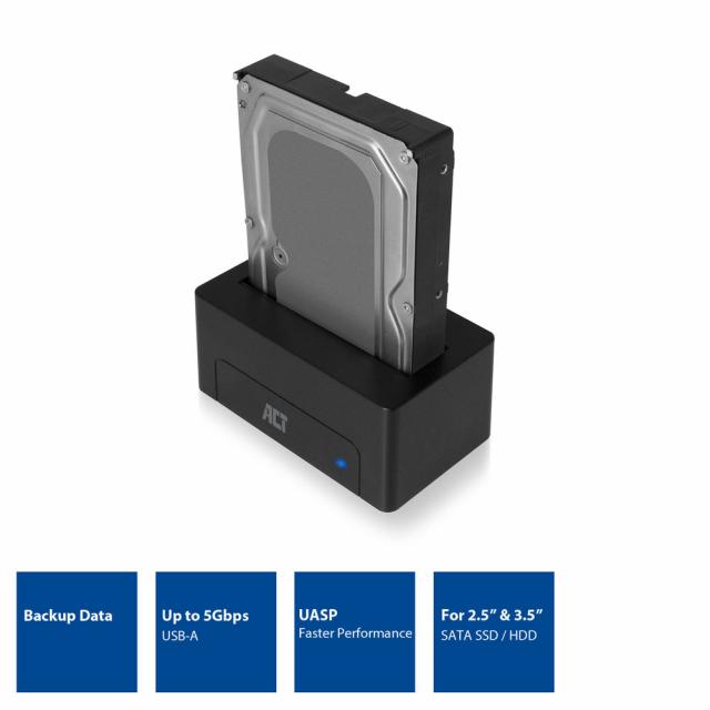 ACT 2.5"/3.5" SATA hard drive docking station, USB 3.2 Gen1 