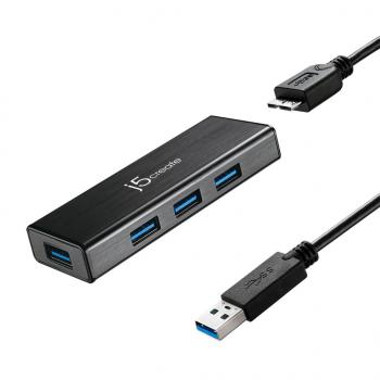 Хъб 4-портов J5 Create JUH340, USB 3.0, 1:4, Черен 