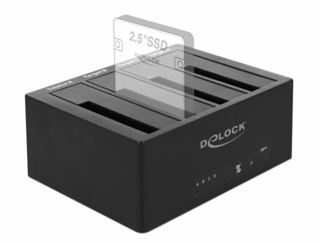 Външна докинг станция Delock, За 4 x HDD/SSD, USB, Функция за клониране, 5 Gbps 