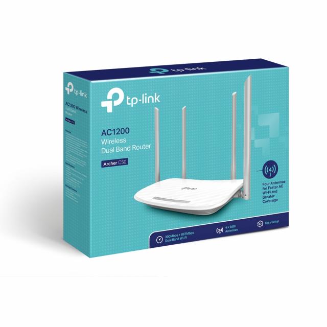 Безжичен рутер TP-Link Archer C50 AC1200, 2.4/5 GHz, 300 - 867 Mbps, 10/100 