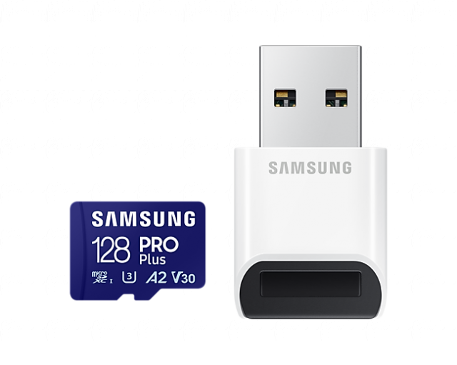 Карта памет Samsung PRO Plus, microSDXC, UHS-I, 128GB, Адаптер, USB четец 