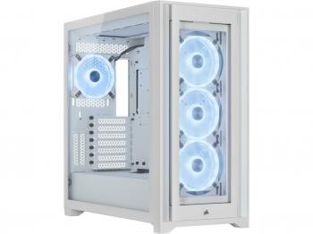 Кутия Corsair iCUE 5000X RGB QL Edition Mid Tower, Tempered Glass, Бяла