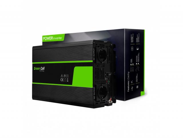 Инвертор GREEN CELL, 12/220V, DC/AC, 2000W/4000W, Чиста синусоида 