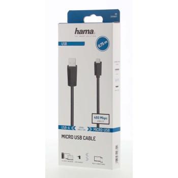 Hama Micro-USB Cable, USB 2.0, 480 Mbit/s, 0.75 m 