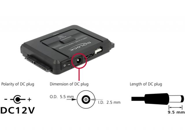 Конвертор Delock, USB 5 Gbps - SATA 6 Gb/s / IDE 40 pin / IDE 44 pin, backup функция 