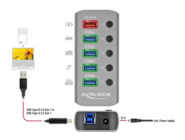 USB Hub, 4 port, DELOCK-63262 