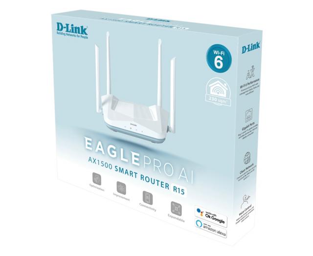 Wireless router D-Link R15, AX1500 Wi-Fi 6,  AI-based Mesh 