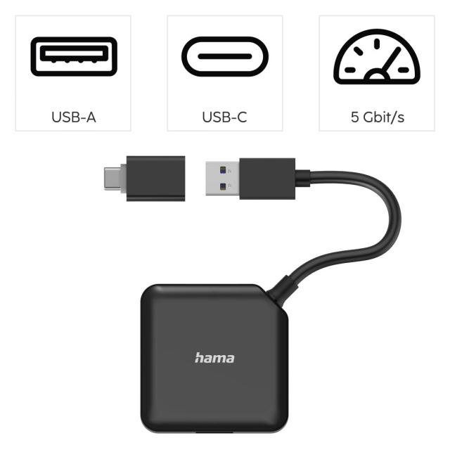 USB Hub, 4 Ports, HAMA-200116 