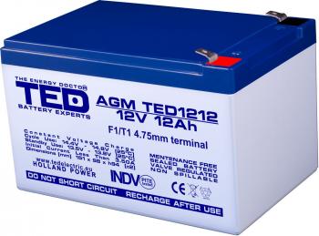 Lead Battery TED ELECTRIC 12 V / 12 Ah- 152 / 98 / 96 mm AGM