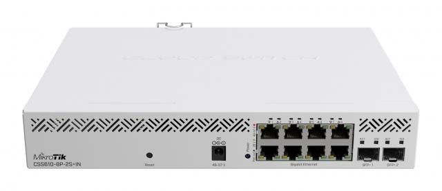 Суич MikroTik CSS610-8P-2S+IN, 8 x Gigabit Ethernet ports, 2 x SFP 