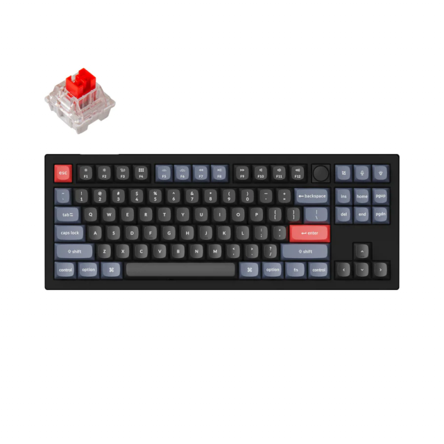 Геймърска Механична клавиатура Keychron V3 TKL Knob QMK Carbon Black, Keychron K Pro Red Switch, RGB Backlight 