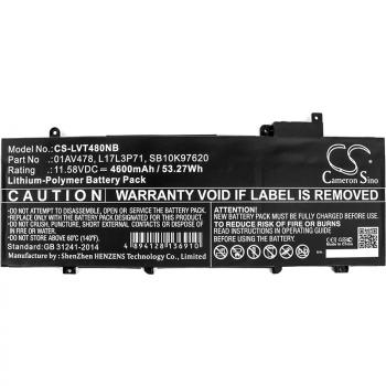 Laptop Battery for LENOVO ThinkPad T480s  L17L3P71 11.58V 4600mAh CAMERON SINO