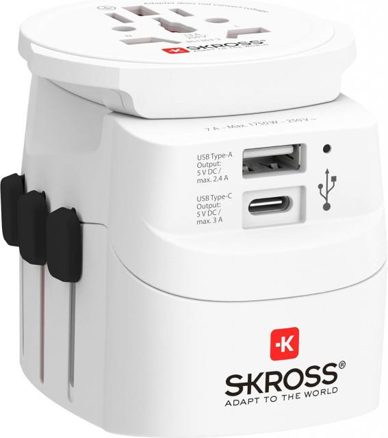 Адаптер SKROSS PRO Light USB, 1.302472, World, Бял 