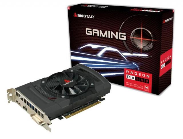 Graphic card BIOSTAR Radeon RX550, 4GB, GDDR5, 128 bit, DVI-I, HDMI, DisplayPort 