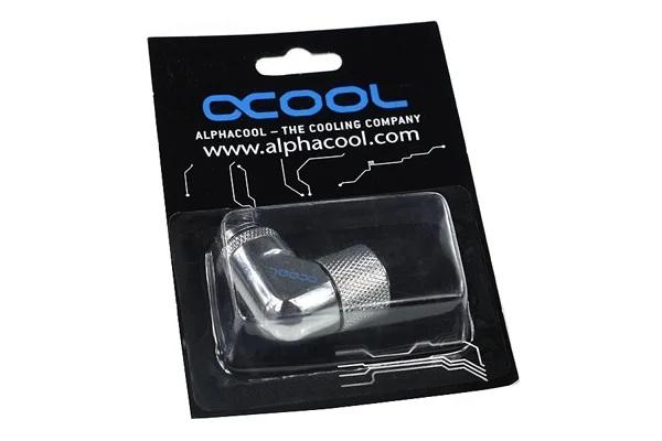 Компресионен фитинг Alphacool, 13/10 - G1/4, 90°, Въртящ се, Хром 