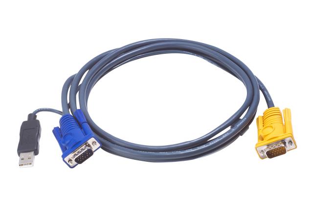 5.0M USB KVM Cable with 3 in 1 SPHD and built-in PS/2 to USB converter 