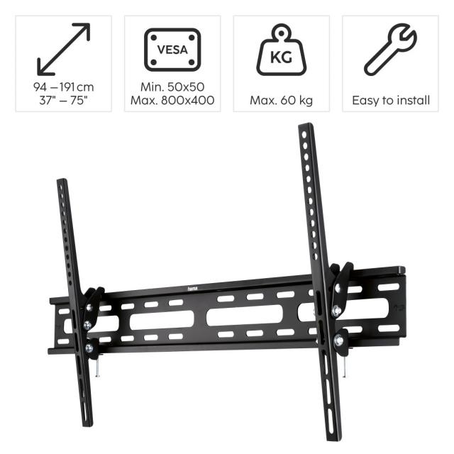 Hama TV Wall Bracket, Tilt, 191 cm (75"), 220816 