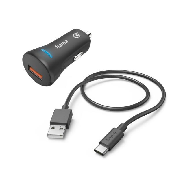 Зарядно за кола HAMA 12-24 V /USB-C 3A, 19.5W + кабел, 201615 