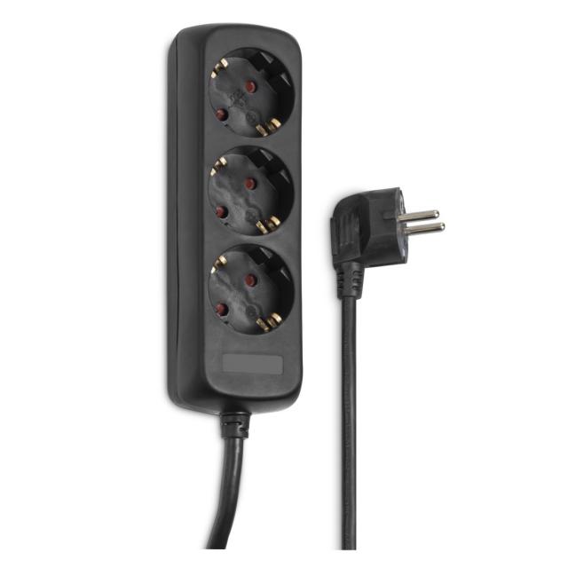 Hama 3-Way Power Strip, with Incr. Touch Protect., 1.4 m, black