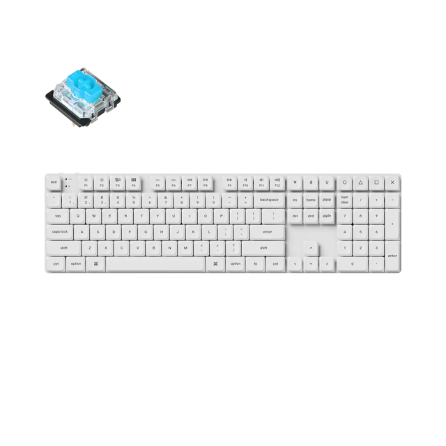 Mechanical Keyboard Keychron K5 Pro White QMK/VIA Full-Size Low-Profile Gateron Blue Switches RGB Backlight 