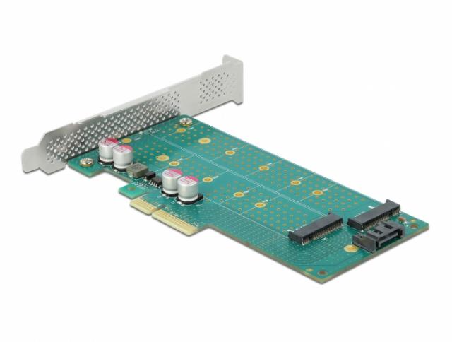 Delock PCI Express x4 Card to 1 x M.2 Key B + 1 x NVMe M.2 Key M - Low Profile Form Factor 